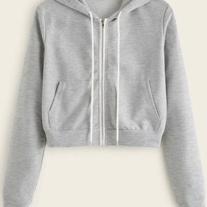 Light Gray Cropped Zip-up Sweater